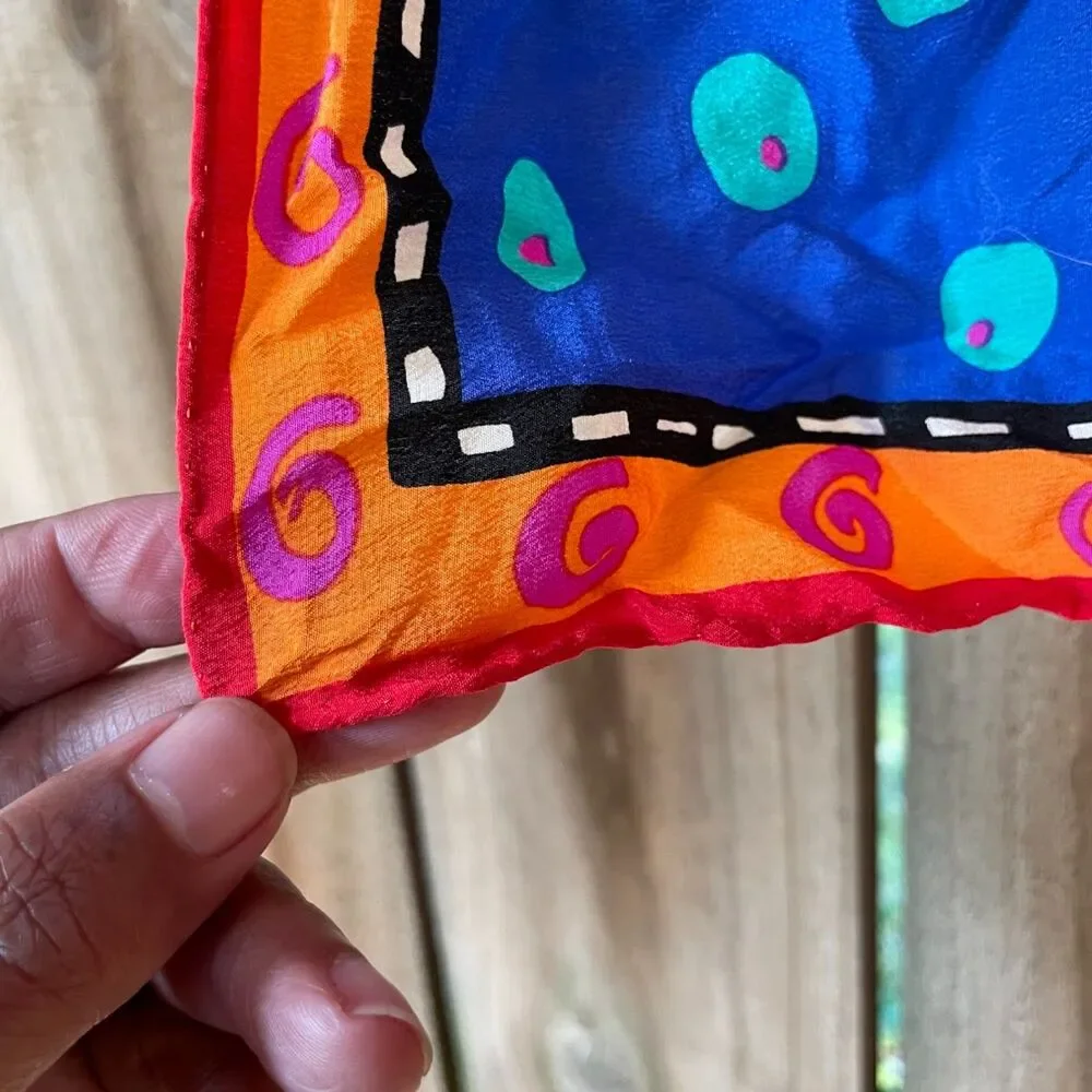 vintage 90s LAUREL BURCH FISH 100% silk Scarf 19